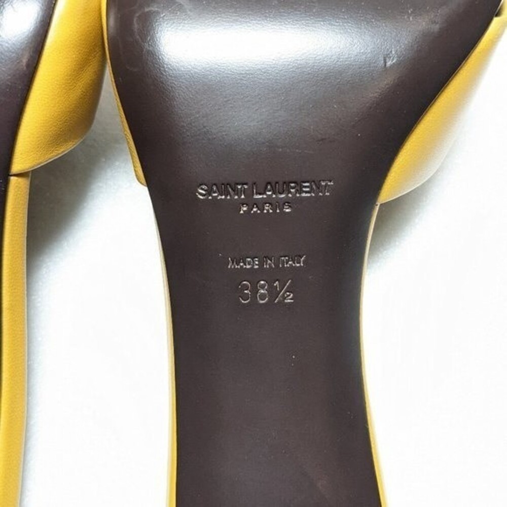 YSL Saint Laurent Bianca Leather Block Heel Mules Sandals - Picture 10 of 12